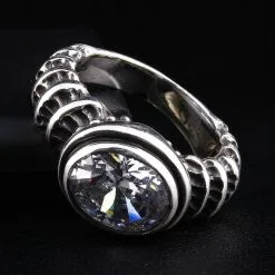 Bikerringshop Sterling Silver Diamond Topaz Gothic Ring -Outlet Rings Store topaz gothic ring 5