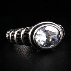 Bikerringshop Sterling Silver Diamond Topaz Gothic Ring