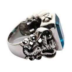 Bikerringshop Blue Topaz Scottish Lion Rampant Mens Ring -Outlet Rings Store topaz rampant ring 12