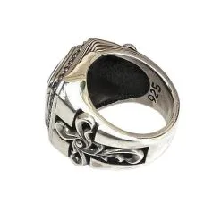 Bikerringshop Sterling Silver Tribal Cross Red Garnet Mens Ring -Outlet Rings Store tribal cross red garnet mens ring 3