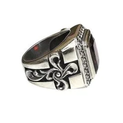 Bikerringshop Sterling Silver Tribal Cross Red Garnet Mens Ring -Outlet Rings Store tribal cross red garnet mens ring 4