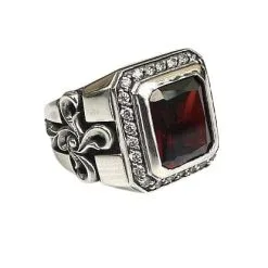 Bikerringshop Sterling Silver Tribal Cross Red Garnet Mens Ring -Outlet Rings Store tribal cross red garnet mens ring 5