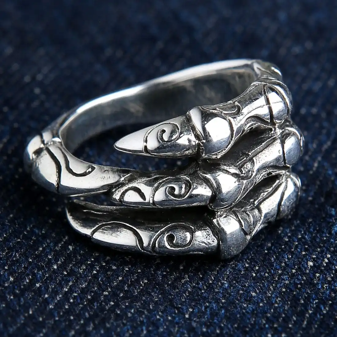 Bikerringshop Sterling Silver Tribal Gothic Claw Ring 6 Bikerringshop Sterling Silver Tribal Gothic Claw Ring - Image 4