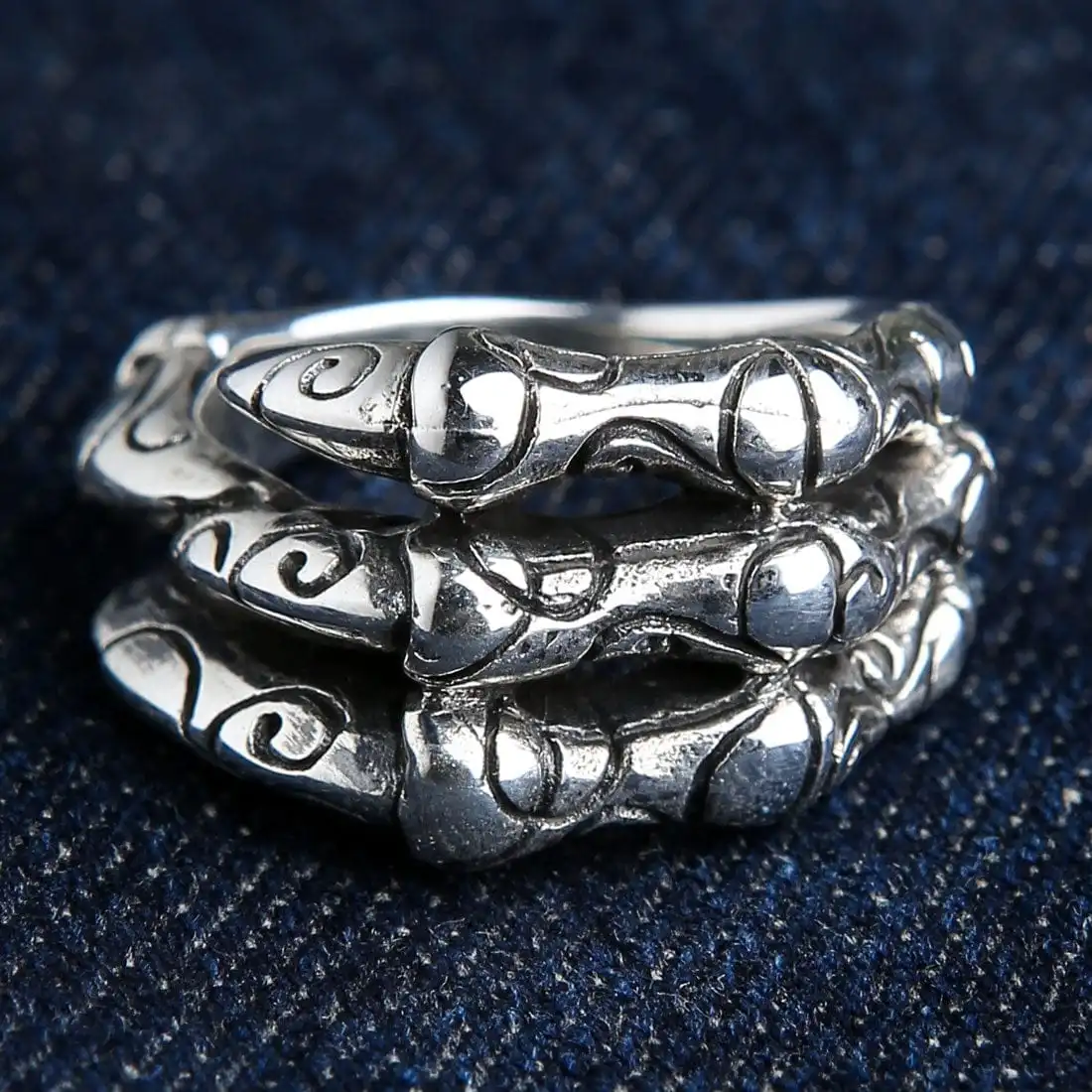 Bikerringshop Sterling Silver Tribal Gothic Claw Ring 5 Bikerringshop Sterling Silver Tribal Gothic Claw Ring - Image 3