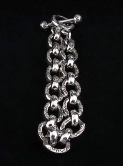 Bikerringshop Sterling Silver Tribal Loop Mens Chain Bracelet -Outlet Rings Store tribal loop bracelet 3