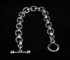 Bikerringshop Sterling Silver Tribal Loop Mens Chain Bracelet