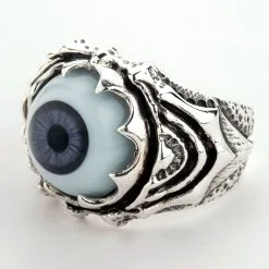 Bikerringshop Sterling Silver Tribal Purple Evil Eyeball Ring -Outlet Rings Store tribal purple eye ring 2