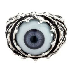 Bikerringshop Sterling Silver Tribal Purple Evil Eyeball Ring