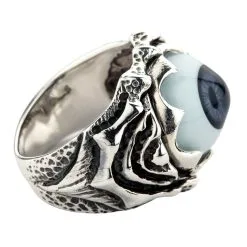 Bikerringshop Sterling Silver Tribal Purple Evil Eyeball Ring -Outlet Rings Store tribal purple eye ring 4