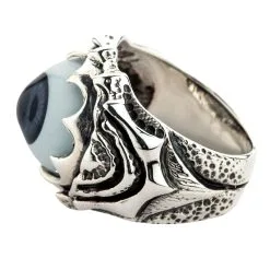 Bikerringshop Sterling Silver Tribal Purple Evil Eyeball Ring -Outlet Rings Store tribal purple eye ring 5