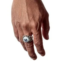 Bikerringshop Sterling Silver Tribal Purple Evil Eyeball Ring -Outlet Rings Store tribal purple eye ring 7