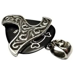 Bikerringshop Tribal Silver Guitar Pick Holder Pendant