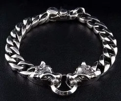Bikerringshop Sterling Silver Tribal Wolf Mens Bracelet -Outlet Rings Store tribal wolf bracelet sterling silver