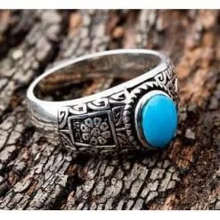 Bikerringshop Ethnic Turquoise Kokopelli Sterling Silver Rings -Outlet Rings Store turquoise sterling silver rings 2
