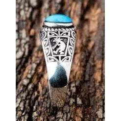 Bikerringshop Ethnic Turquoise Kokopelli Sterling Silver Rings -Outlet Rings Store turquoise sterling silver rings 3