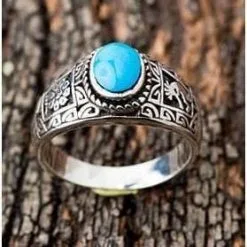 Bikerringshop Ethnic Turquoise Kokopelli Sterling Silver Rings -Outlet Rings Store turquoise sterling silver rings 9