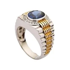 Bikerringshop Sapphire Gold Silver Two Tone Men's Rolex Ring 19 Bikerringshop Sapphire Gold Silver Two Tone Men's Rolex Ring -Outlet Rings Store two tone rolex ring 5