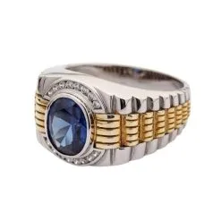 Bikerringshop Sapphire Gold Silver Two Tone Men's Rolex Ring 14 Bikerringshop Sapphire Gold Silver Two Tone Men's Rolex Ring -Outlet Rings Store two tone rolex ring 8