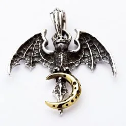 Bikerringshop Silver Vampire Bat Gothic Pendant Necklace -Outlet Rings Store vampire bat pendant