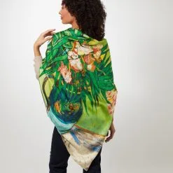 Outlet Rings Store -Outlet Rings Store van gogh oleanders oversize square silk scarf 1