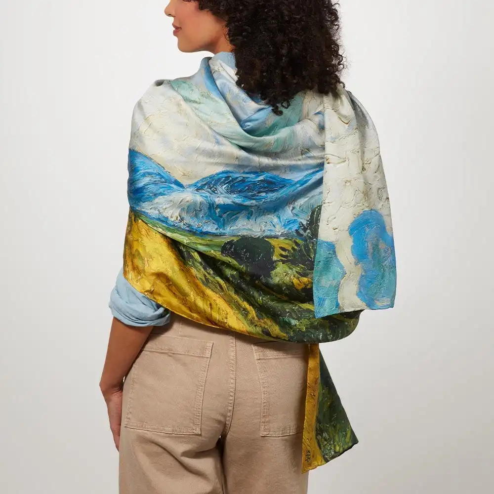 The Metropolitan Museum Of Art Van Gogh Wheat Field With Cypresses Oversize Oblong Silk Scarf 5 The Metropolitan Museum Of Art Van Gogh Wheat Field With Cypresses Oversize Oblong Silk Scarf - Image 3