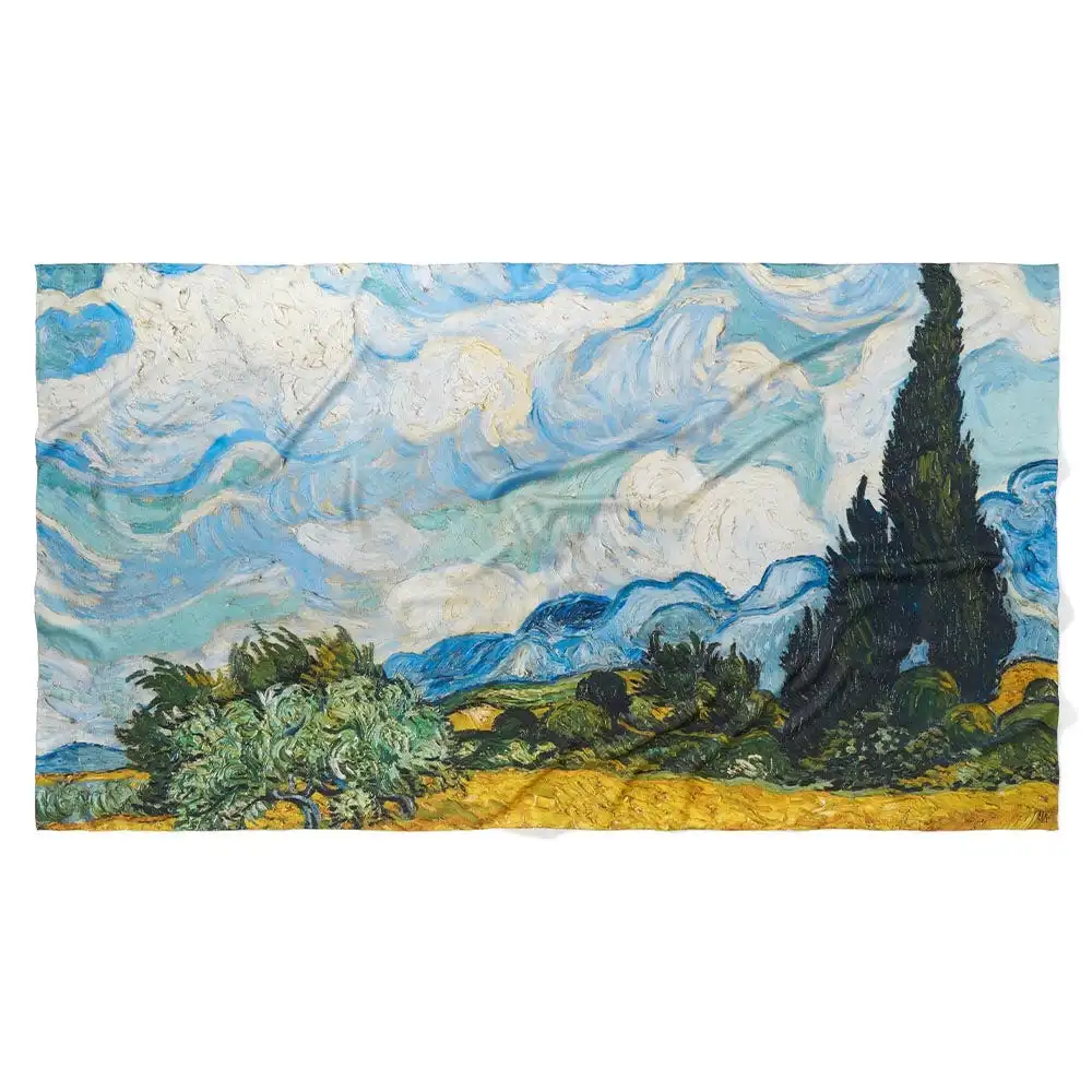 The Metropolitan Museum Of Art Van Gogh Wheat Field With Cypresses Oversize Oblong Silk Scarf 3 The Metropolitan Museum Of Art Van Gogh Wheat Field With Cypresses Oversize Oblong Silk Scarf