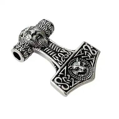 Bikerringshop Silver Viking Fenrir Wolf Mjolnir Thors Hammer Pendant 9 Bikerringshop Silver Viking Fenrir Wolf Mjolnir Thors Hammer Pendant - Image 7