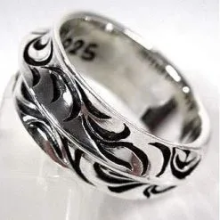 Bikerringshop Sterling Silver Wave Band Ring