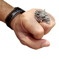 Bikerringshop Sterling Silver Werewolf Ring -Outlet Rings Store werewolf ring