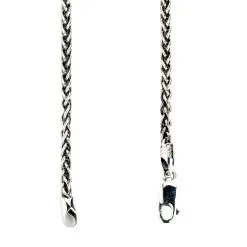 Bikerringshop 3.5mm Sterling Silver Wheat Chain Men's Necklace -Outlet Rings Store wheat chain 7