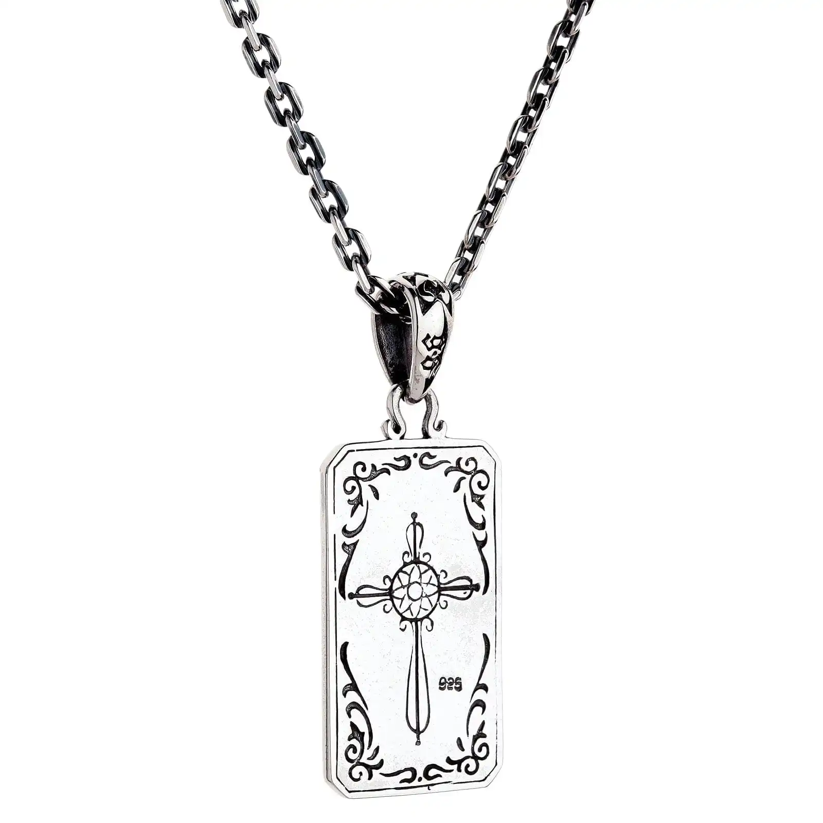 Bikerringshop Sterling Silver Wheel Of Fortune Tarot Card Pendant 7 Bikerringshop Sterling Silver Wheel Of Fortune Tarot Card Pendant - Image 5