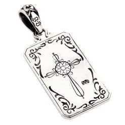 Bikerringshop Sterling Silver Wheel Of Fortune Tarot Card Pendant 9 Bikerringshop Sterling Silver Wheel Of Fortune Tarot Card Pendant -Outlet Rings Store wheel of fortune pendant 3