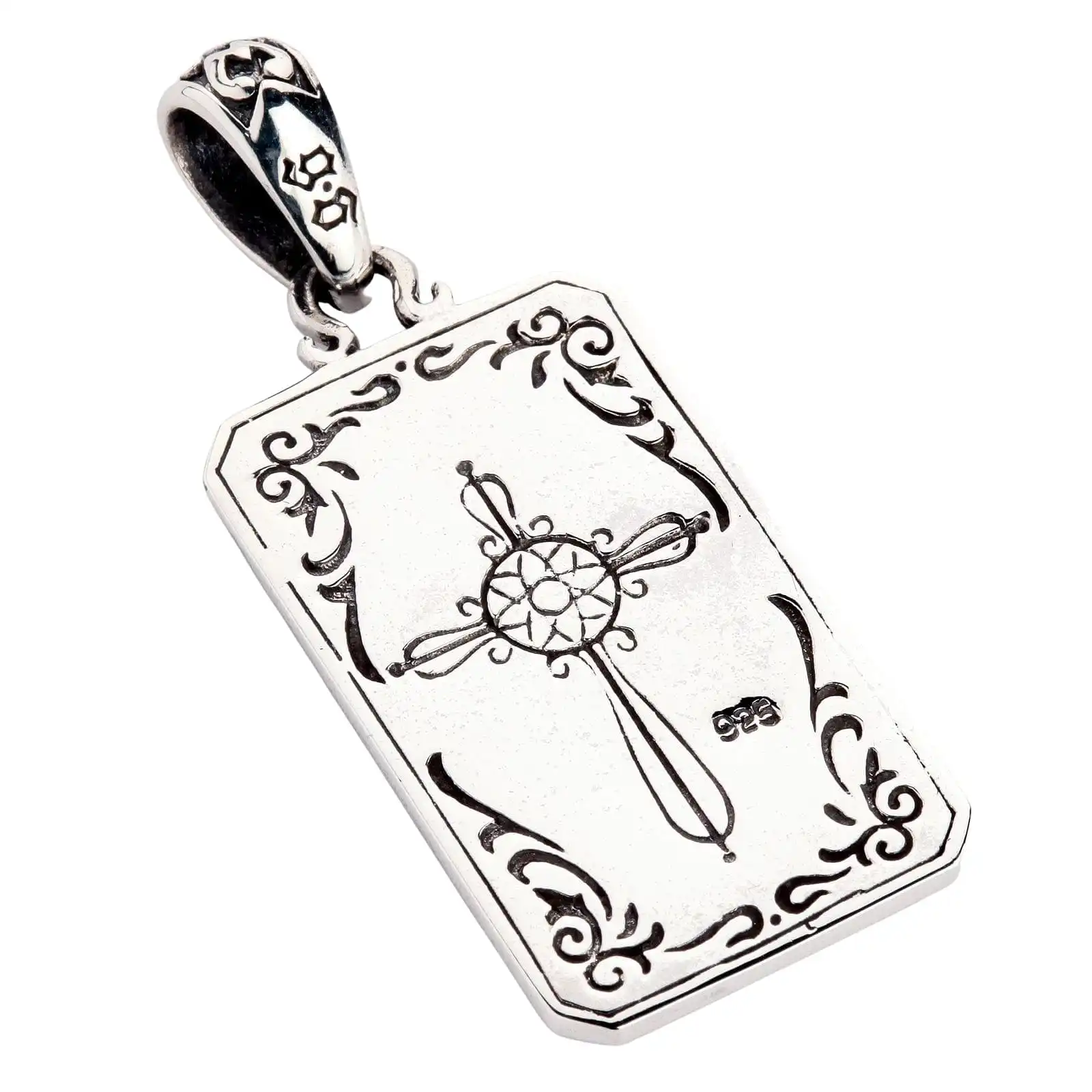 Bikerringshop Sterling Silver Wheel Of Fortune Tarot Card Pendant 5 Bikerringshop Sterling Silver Wheel Of Fortune Tarot Card Pendant - Image 3