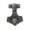 Bikerringshop Sterling Silver Fenrir Wolf God Mjolnir Thors Hammer Pendant -Outlet Rings Store wolf thors hammer pendant
