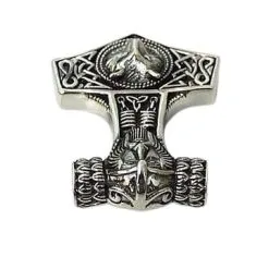 Bikerringshop Sterling Silver Fenrir Wolf God Mjolnir Thors Hammer Pendant -Outlet Rings Store wolf thors hammer pendant 3