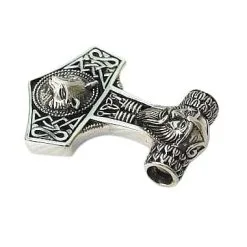 Bikerringshop Sterling Silver Fenrir Wolf God Mjolnir Thors Hammer Pendant -Outlet Rings Store wolf thors hammer pendant 4