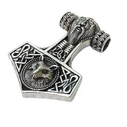 Bikerringshop Sterling Silver Fenrir Wolf God Mjolnir Thors Hammer Pendant -Outlet Rings Store wolf thors hammer pendant 6