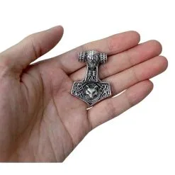 Bikerringshop Sterling Silver Fenrir Wolf God Mjolnir Thors Hammer Pendant -Outlet Rings Store wolf thors hammer pendant 7