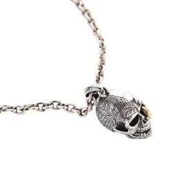 Bikerringshop Sterling Silver Worm Skull Necklace -Outlet Rings Store worm skull necklace 12