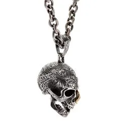 Bikerringshop Sterling Silver Worm Skull Necklace -Outlet Rings Store worm skull necklace