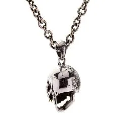 Bikerringshop Sterling Silver Worm Skull Necklace -Outlet Rings Store worm skull necklace 3