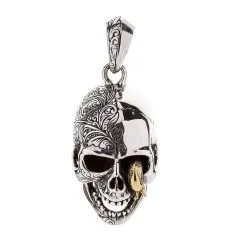 Bikerringshop Sterling Silver Worm Skull Head Pendant