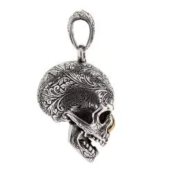 Bikerringshop Sterling Silver Worm Skull Head Pendant -Outlet Rings Store worm skull pendant 4