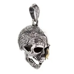Bikerringshop Sterling Silver Worm Skull Head Pendant -Outlet Rings Store worm skull pendant 7